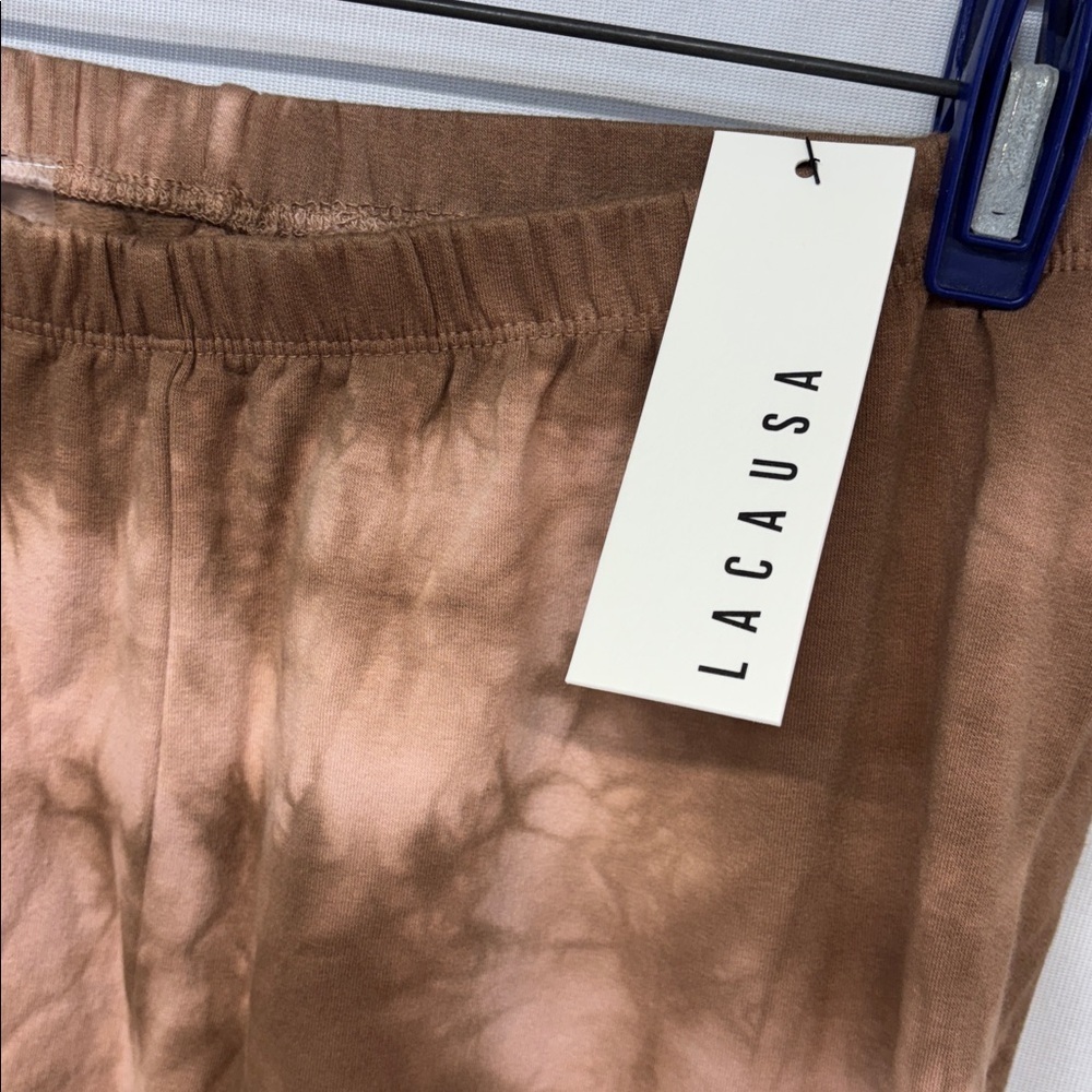 LACAUSA Earthy brown stretchy jogger cotton spandex  Tie-Dye Pants - Picture 2 of 9